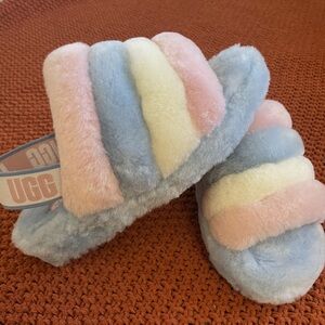 UGG Oh Yeah slingback slippers in a pastel rainbow Size US 8 NWOT